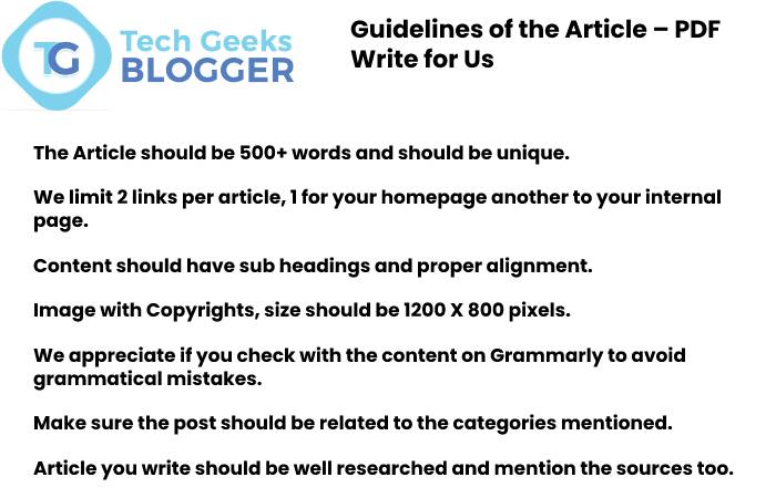 Guideline of the Article - PDF Write for us 