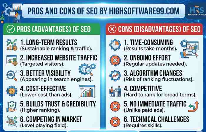 pros and cons of seo by highsoftware99.com
